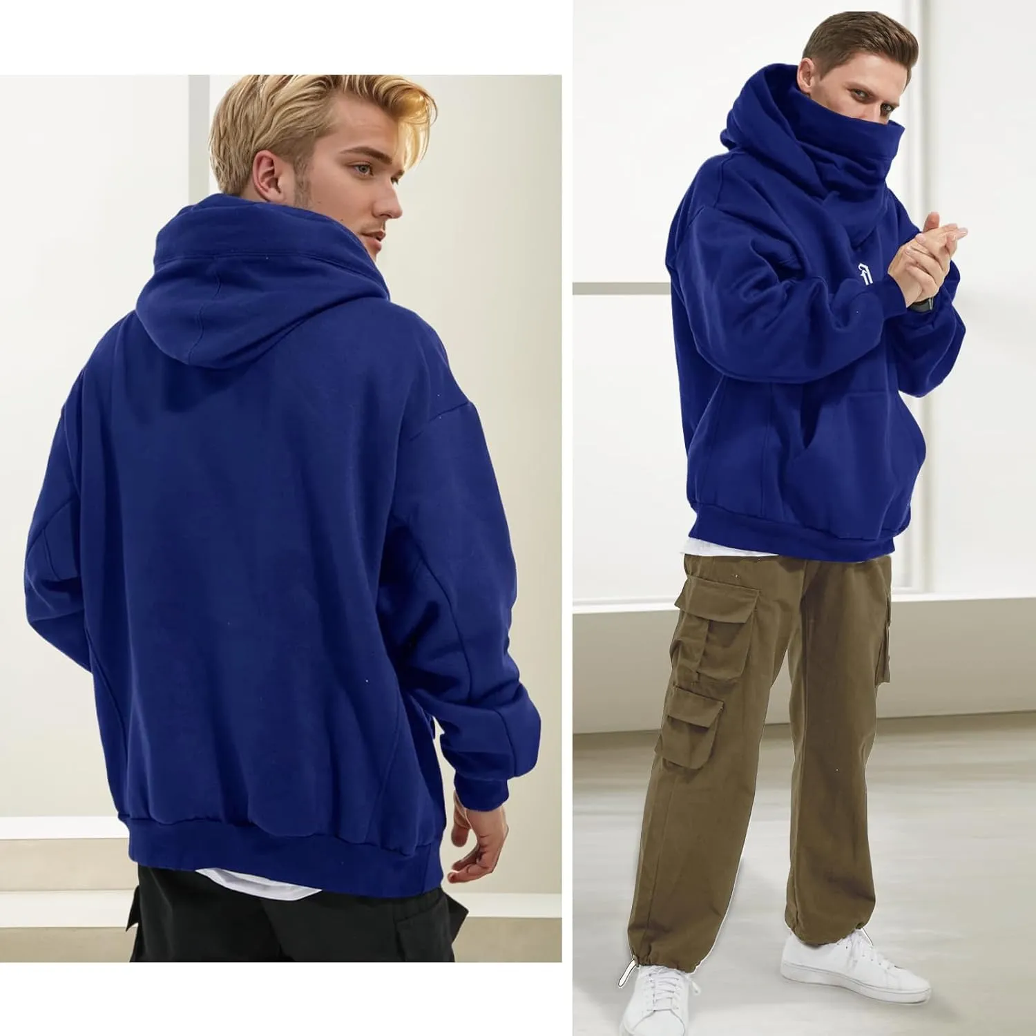 Men's Long Sleeve Fleece Hoodie Lightweight Hip Hop Soft Cotton Pullover Unisex Casual Hooded Sweatshirts