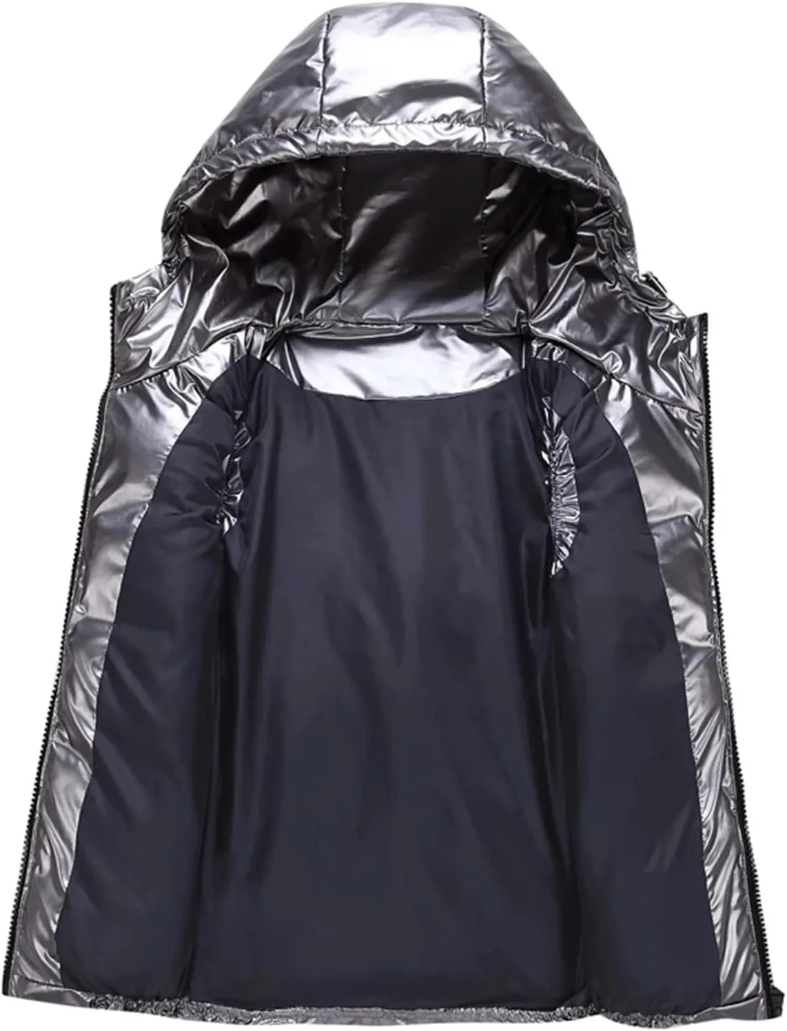 Mens Thicken Vest Men Winter Warm Hooded Cotton-Padded Hoodies Solid Color Waistcoat Plus Size Puffer Jackers