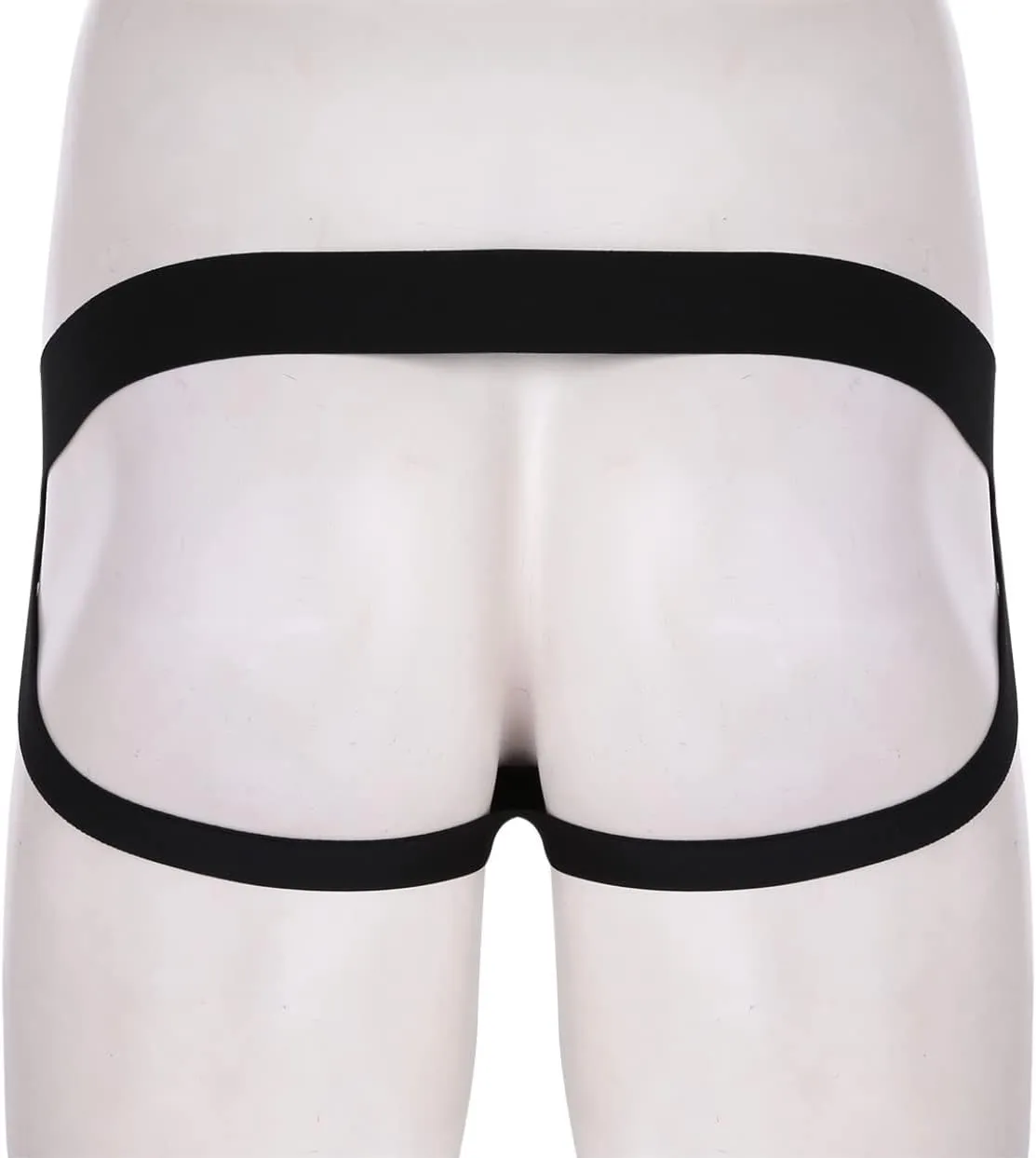Men's Wetlook PVC Leather Hollow Out Thongs Bugle Briefs with Metal O-Ring Underwear