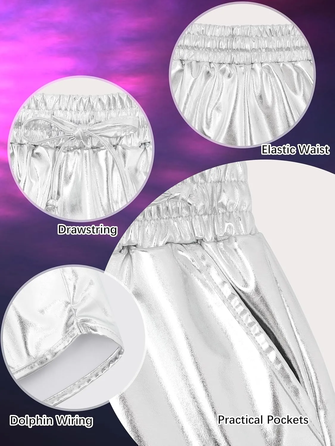 Metallic Shorts Shiny Hot Pants Sparkly Dance Outfits Short Party Outfits with Sunglasses