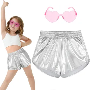 Metallic Shorts Shiny Hot Pants Sparkly Dance Outfits Short Party Outfits with Sunglasses