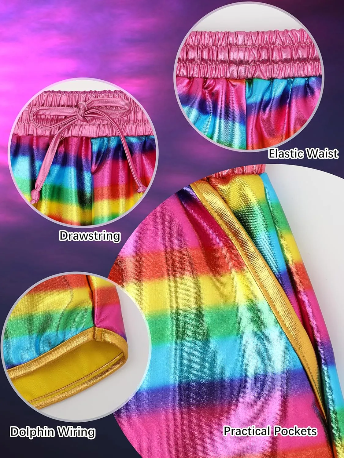 Metallic Shorts Shiny Hot Pants Sparkly Dance Outfits Short Party Outfits with Sunglasses