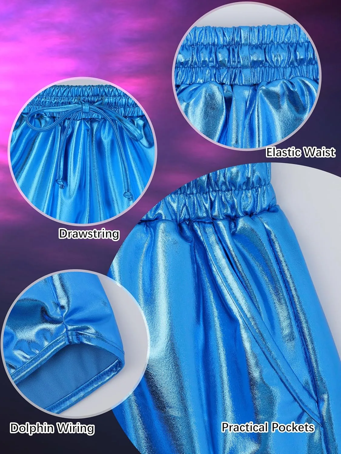Metallic Shorts Shiny Hot Pants Sparkly Dance Outfits Short Party Outfits with Sunglasses