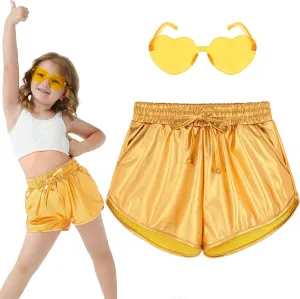 Metallic Shorts Shiny Hot Pants Sparkly Dance Outfits Short Party Outfits with Sunglasses