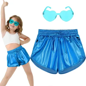Metallic Shorts Shiny Hot Pants Sparkly Dance Outfits Short Party Outfits with Sunglasses
