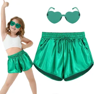 Metallic Shorts Shiny Hot Pants Sparkly Dance Outfits Short Party Outfits with Sunglasses