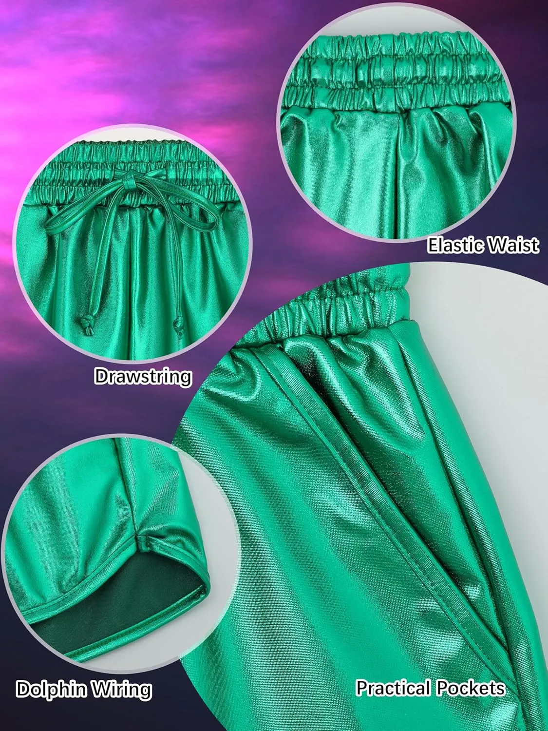 Metallic Shorts Shiny Hot Pants Sparkly Dance Outfits Short Party Outfits with Sunglasses