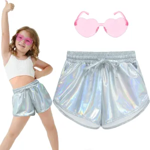 Metallic Shorts Shiny Hot Pants Sparkly Dance Outfits Short Party Outfits with Sunglasses