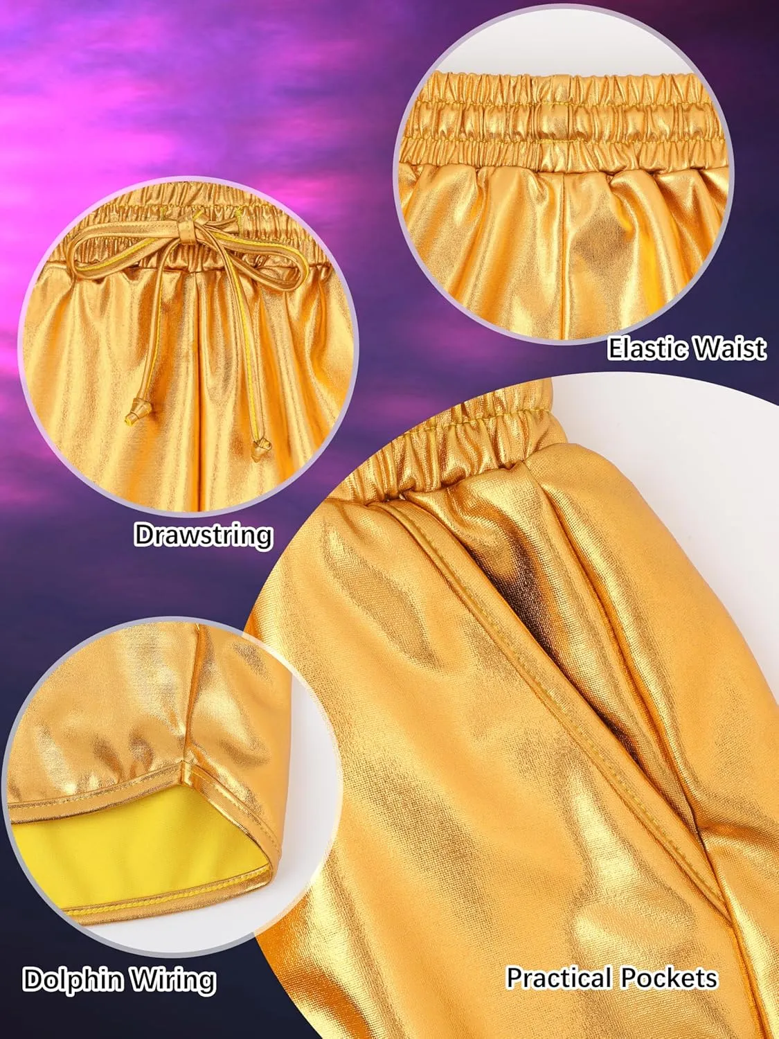 Metallic Shorts Shiny Hot Pants Sparkly Dance Outfits Short Party Outfits with Sunglasses