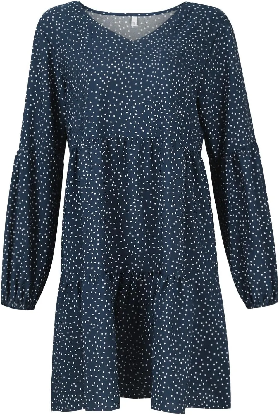 Mini Dresses for Women,2024 Summer Trendy Ruched Ruffle Babydoll Dress,Casual Loose V Neck Long Sleeve Beach Dress