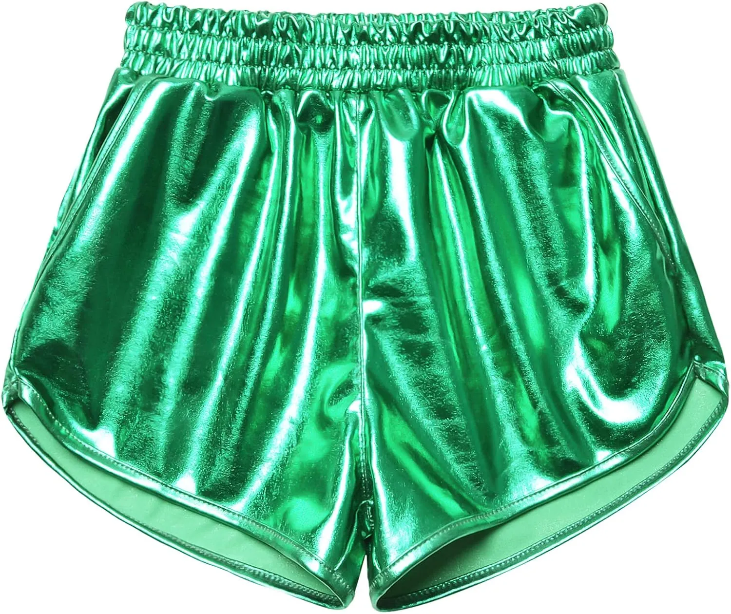 Mirawise Girls Metallic Shorts Shiny Hot Pants Sparkly Dance Outfits Short Pants with Sunglasses