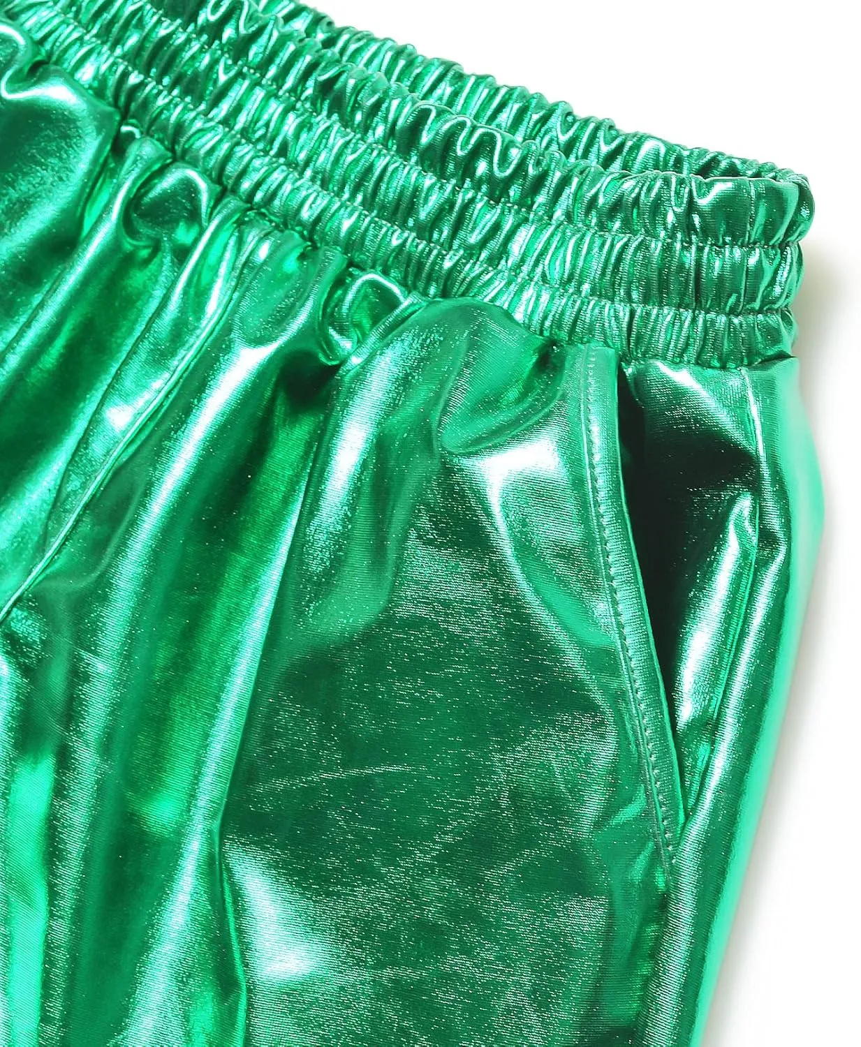 Mirawise Girls Metallic Shorts Shiny Hot Pants Sparkly Dance Outfits Short Pants with Sunglasses