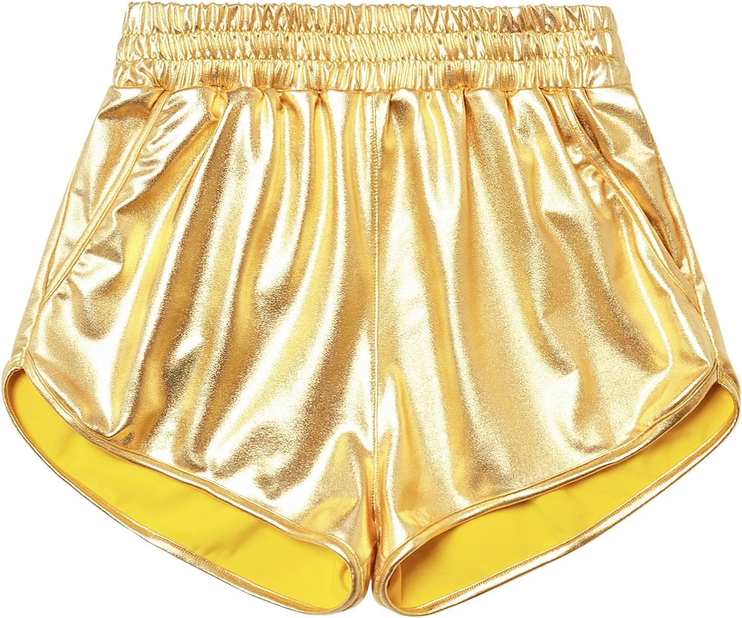 Mirawise Girls Metallic Shorts Shiny Hot Pants Sparkly Dance Outfits Short Pants with Sunglasses