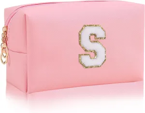 Monogrammed Gift for Women Girls,Preppy Makeup Bag Personalized Initial Cosmetic Bag with Zipper,Cute Makeup Pouch, Waterproof Toiletry Bag,Personalized Gift for GirlBridesmaids