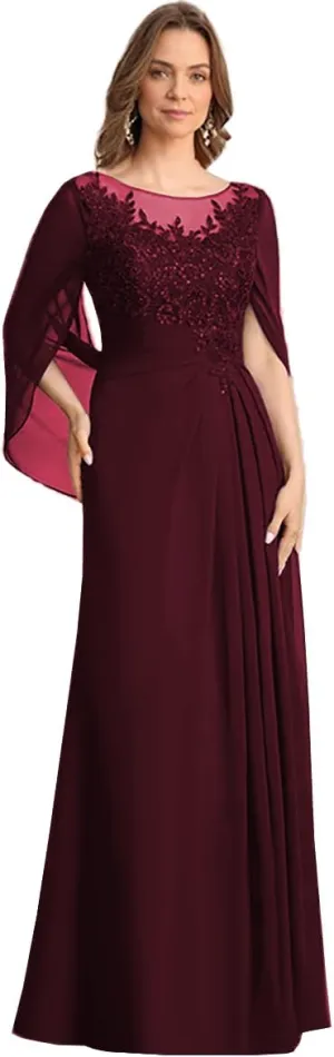 Mother of The Bride Dresses 2025 Laces Applique Cape Sleeve Grandmother Bride Gowns Corset Evening Dress ZX109