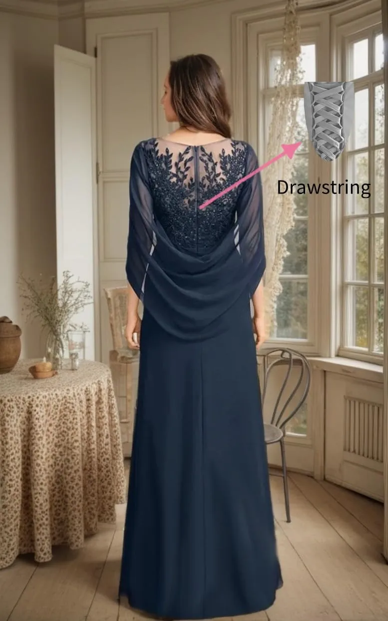 Mother of The Bride Dresses 2025 Laces Applique Cape Sleeve Grandmother Bride Gowns Corset Evening Dress ZX109