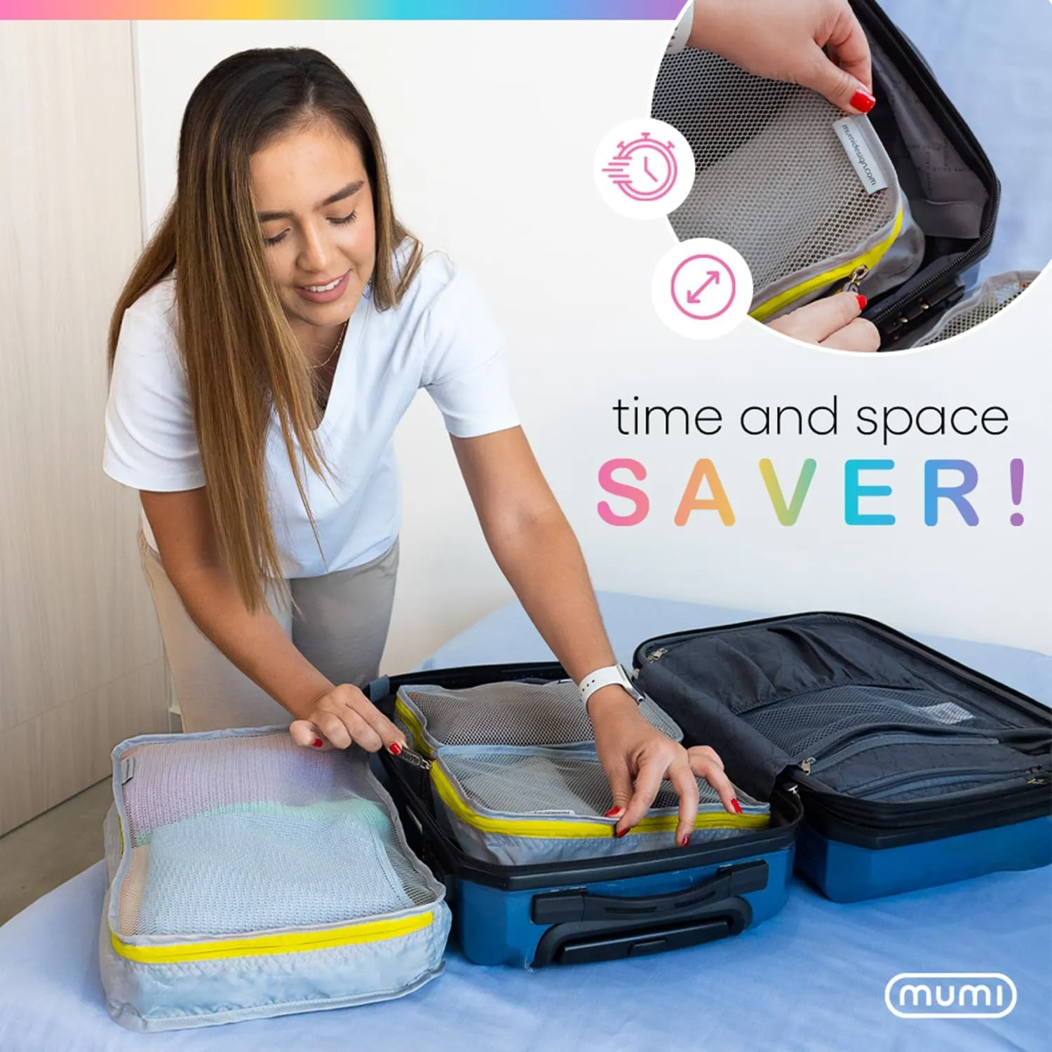 MUMI Packing Cubes  5-Piece Compression Packing Cubes for Travel, Luggage Organizers for Suitcases, Carry-On Bags, Backpacks, and Duffel Bags  Space-Saving Travel Essentials - Purple