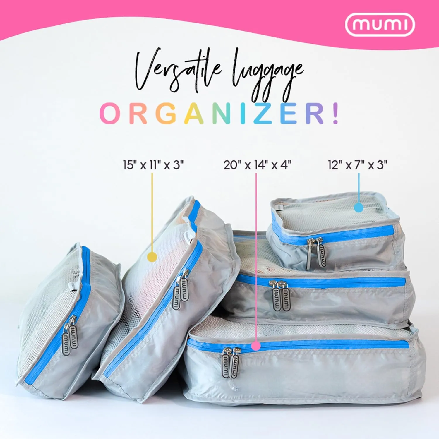 MUMI Packing Cubes  5-Piece Compression Packing Cubes for Travel, Luggage Organizers for Suitcases, Carry-On Bags, Backpacks, and Duffel Bags  Space-Saving Travel Essentials - Purple
