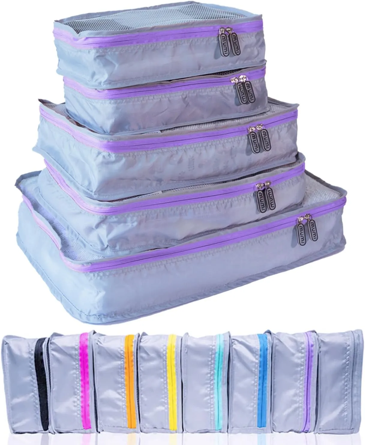 MUMI Packing Cubes  5-Piece Compression Packing Cubes for Travel, Luggage Organizers for Suitcases, Carry-On Bags, Backpacks, and Duffel Bags  Space-Saving Travel Essentials - Purple