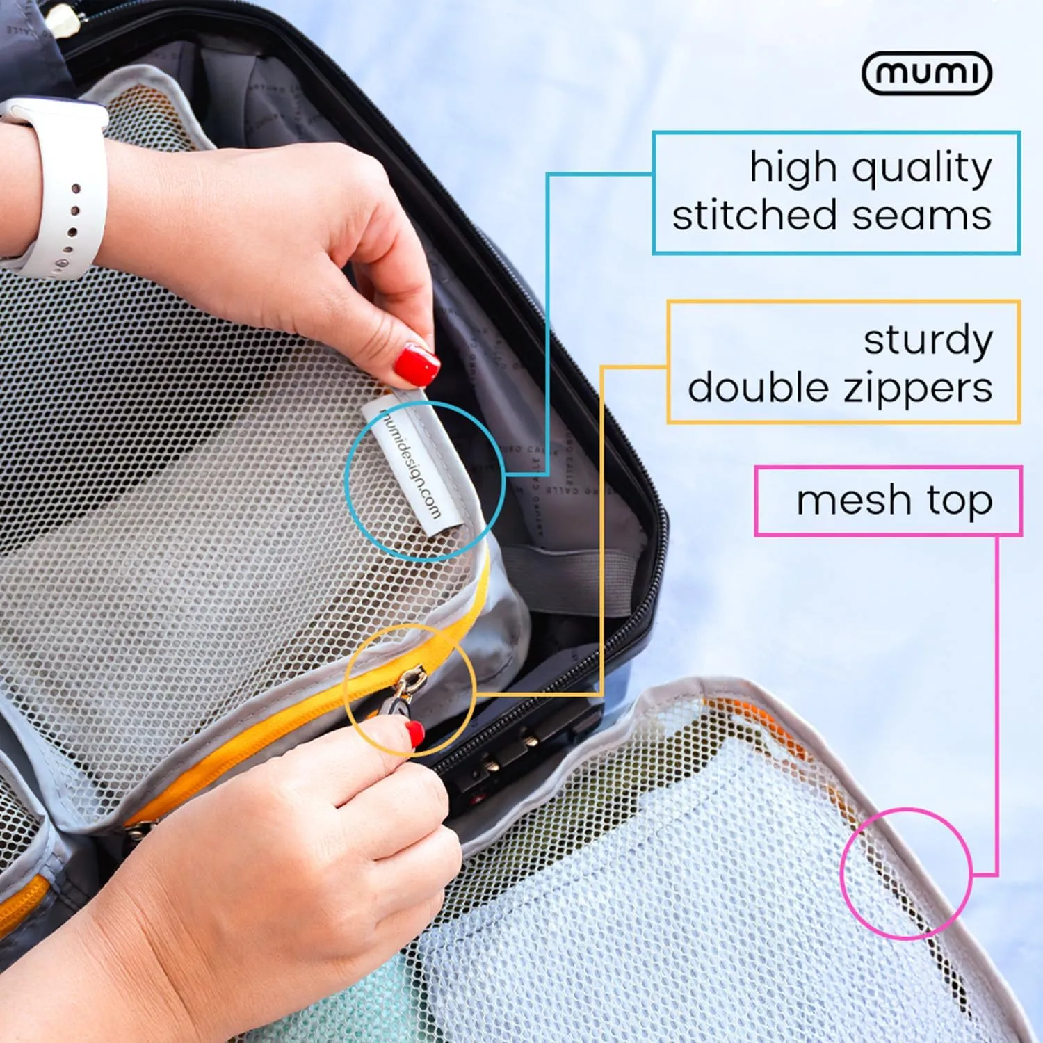 MUMI Packing Cubes  5-Piece Compression Packing Cubes for Travel, Luggage Organizers for Suitcases, Carry-On Bags, Backpacks, and Duffel Bags  Space-Saving Travel Essentials - Purple