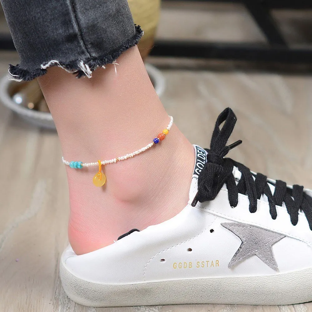 Natural Pearl & Crystal Beaded S925 Anklet