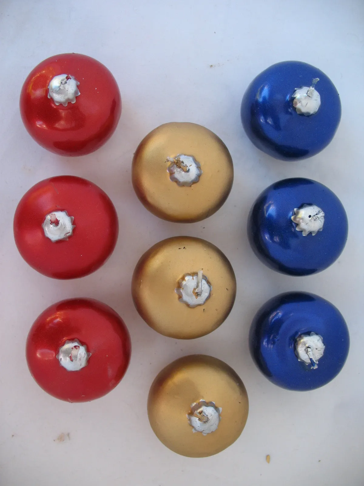 NEW NIB LOT 9-pcs SET CHRISTMAS Holiday FLOATING BALL CANDLES Gold NAVY BLUE RED