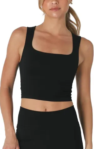 NIKIBIKI Women Seamless Clean Line Square Neck Crop Top, Made in U.S.A, One Size