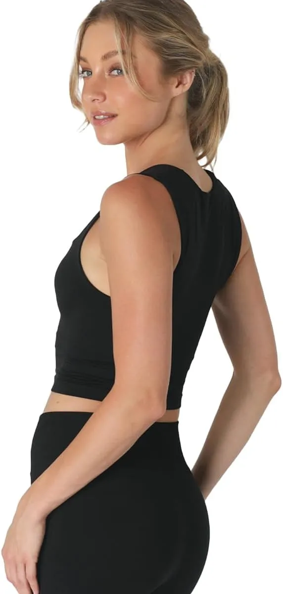 NIKIBIKI Women Seamless Clean Line Square Neck Crop Top, Made in U.S.A, One Size
