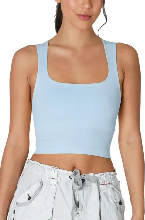NIKIBIKI Women Seamless Clean Line Square Neck Crop Top, Made in U.S.A, One Size
