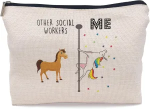 Other Social Workers and Me Makeup Bag,Funny Unicorn Cosmetic Makeup Bag for Women Girls,Social Worker Appreciation Gift Makeup Bag,Funny Gifts for Social Workers,Social Worker Month Gifts