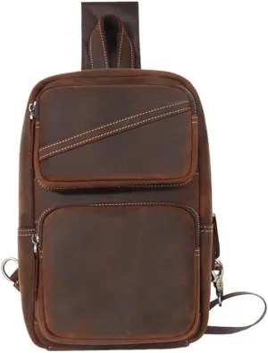 Outdoor Crossbody Bag Crazy Horse Leather Vintage Shoulder Bag Crossbody Chest Bag