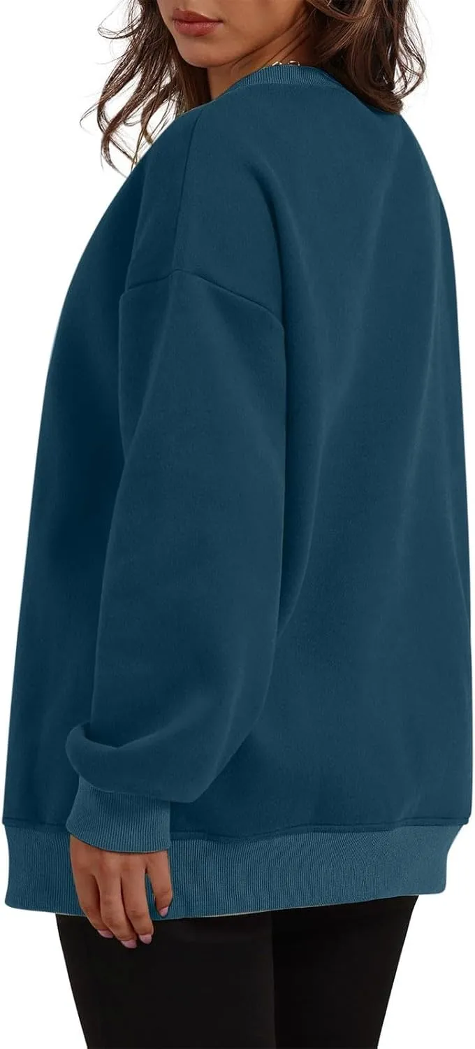 Oversized Sweatshirts for Women 2024 Trendy Long Sleeve Crewneck Tops Fall Sweaters Pullover Sweatshirt with Pockets