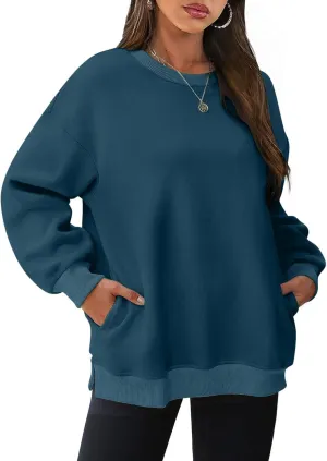 Oversized Sweatshirts for Women 2024 Trendy Long Sleeve Crewneck Tops Fall Sweaters Pullover Sweatshirt with Pockets