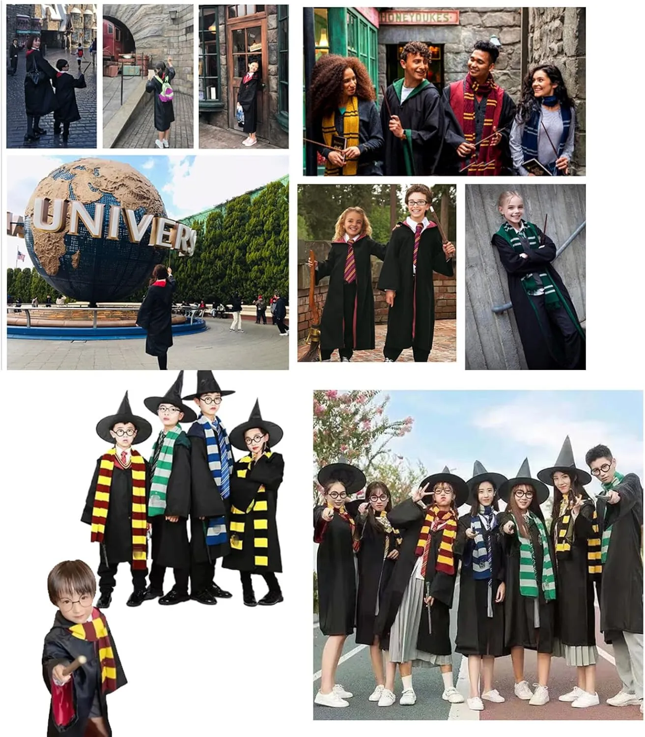 OYYJIG Magician Robe for Adult Teens,Wizard School Costume Wizard wand, scarf, glasses, tie five-piece set for Men Women