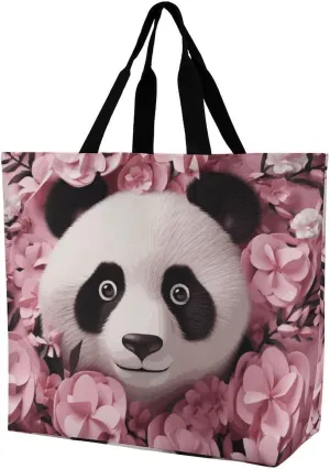 Panda Tote Bag for Women Reusable Eco-friendly Shopping Bags Large Capacity Shoulder Bag