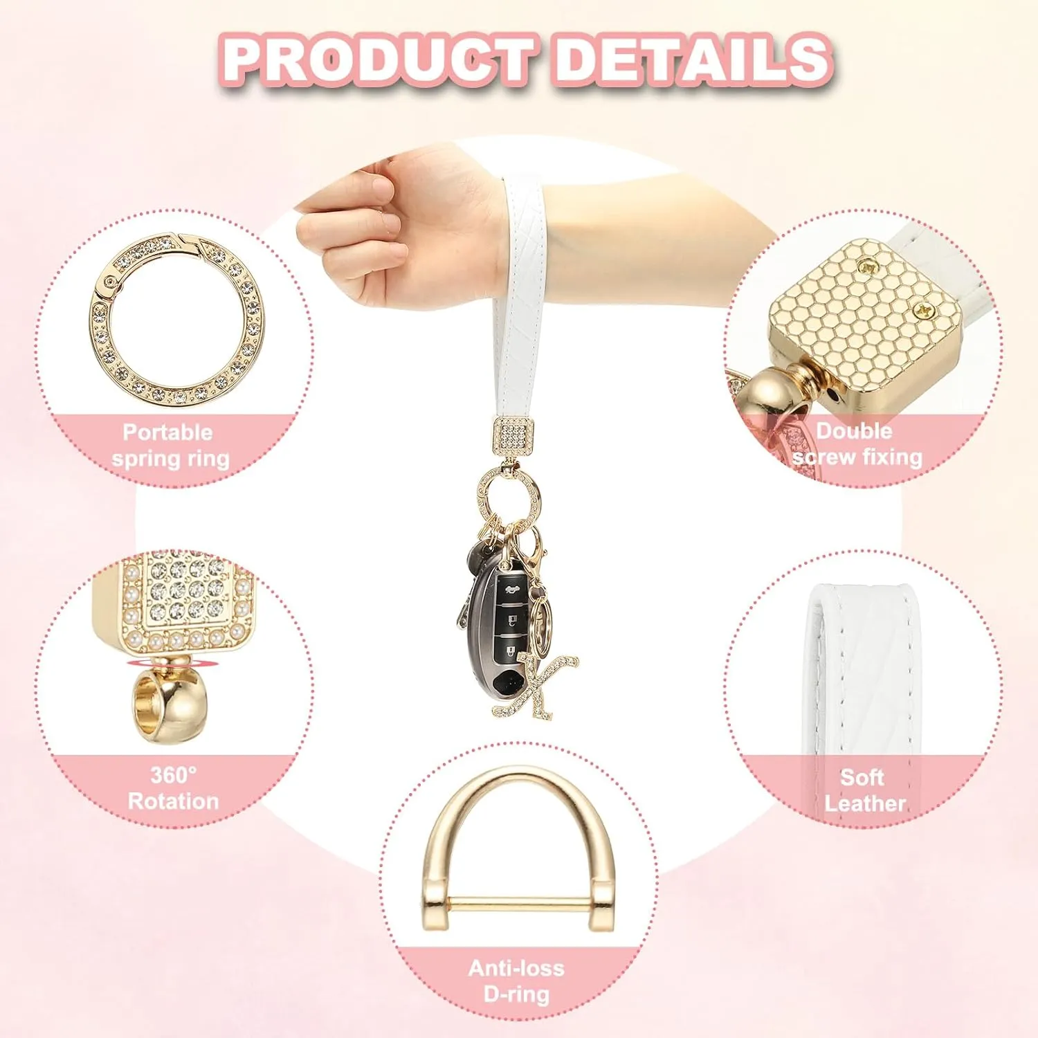 PATIKIL Leather Wristlet Keychain, Chic Letter Keychains Decorative Alphabet Key Chain for Bag Backpack DIY