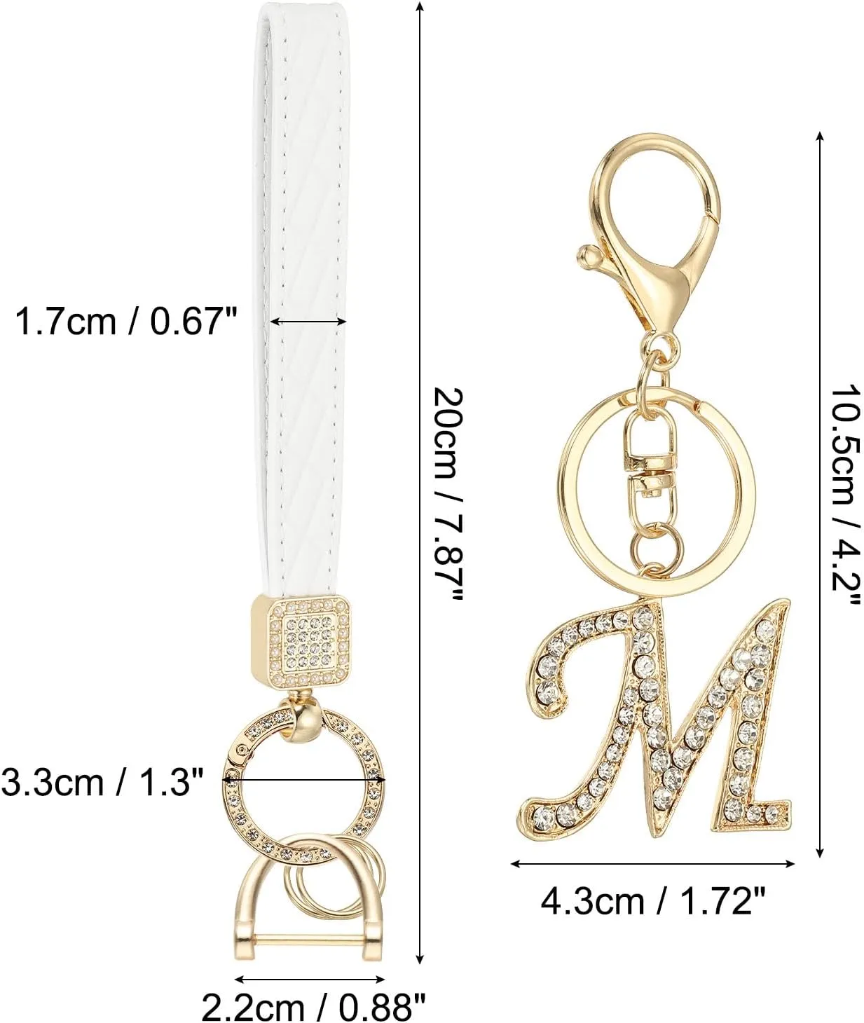 PATIKIL Leather Wristlet Keychain, Chic Letter Keychains Decorative Alphabet Key Chain for Bag Backpack DIY