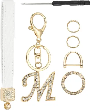 PATIKIL Leather Wristlet Keychain, Chic Letter Keychains Decorative Alphabet Key Chain for Bag Backpack DIY