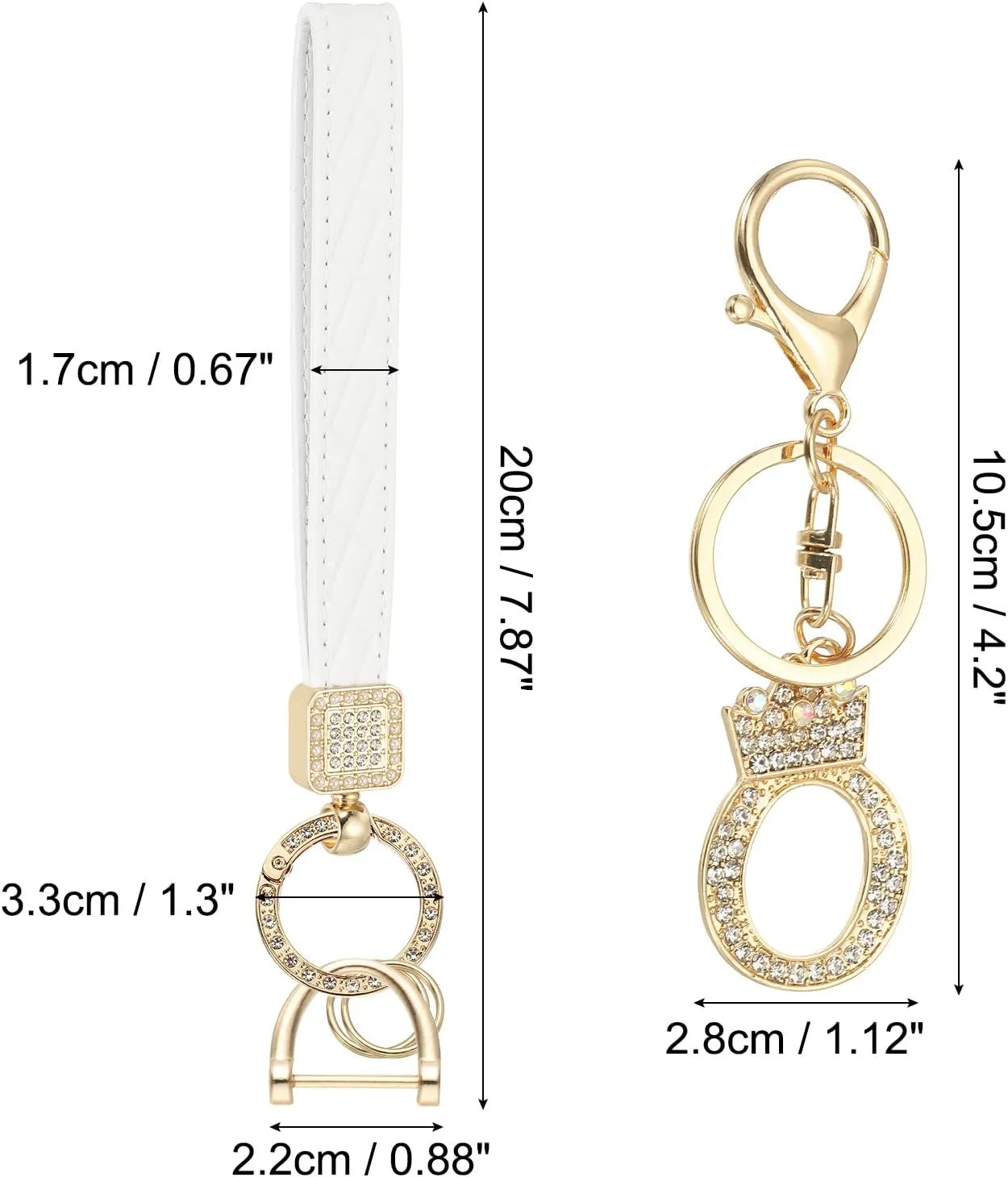 PATIKIL Leather Wristlet Keychain, Crown Design Letter Keychain Decorative Alphabet Key Chain for Bag Backpack DIY