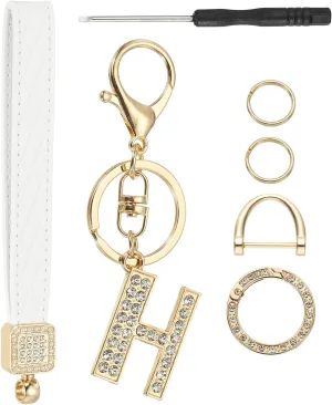 PATIKIL Leather Wristlet Keychain, Letter Keychains with Key Ring and Decorative Alphabet Key Chain for Bag Backpack DIY