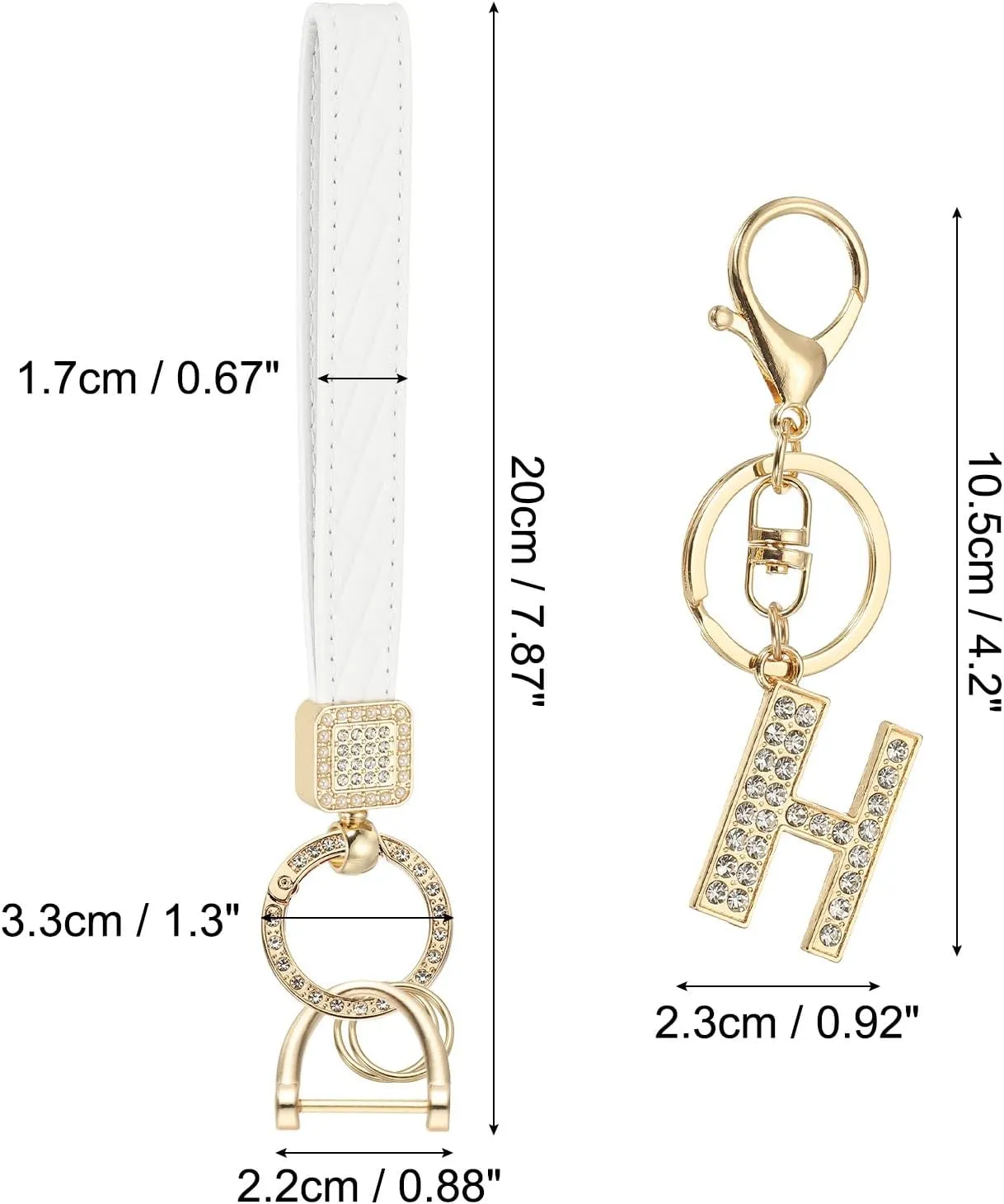 PATIKIL Leather Wristlet Keychain, Letter Keychains with Key Ring and Decorative Alphabet Key Chain for Bag Backpack DIY