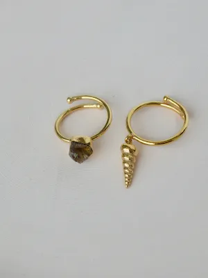 Pearl & Shell Adjustable Rings (Set of -2)