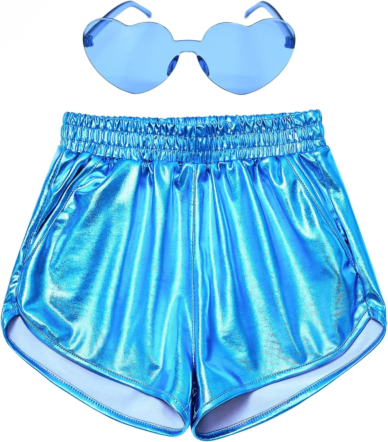 Perfashion Girls Metallic Shorts Shiny Hot Short Sparkly Party Pants &Sunglasses