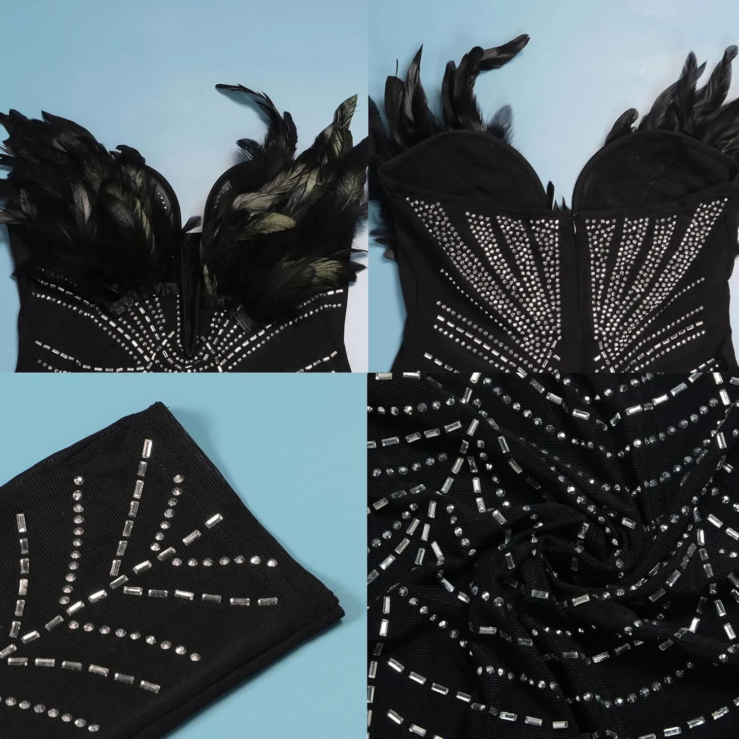 PORRCEY Women Sexy Elegant Rhinestone Mesh See Through Bodycon Jumpsuit Party Club Night Outfits Clubwear