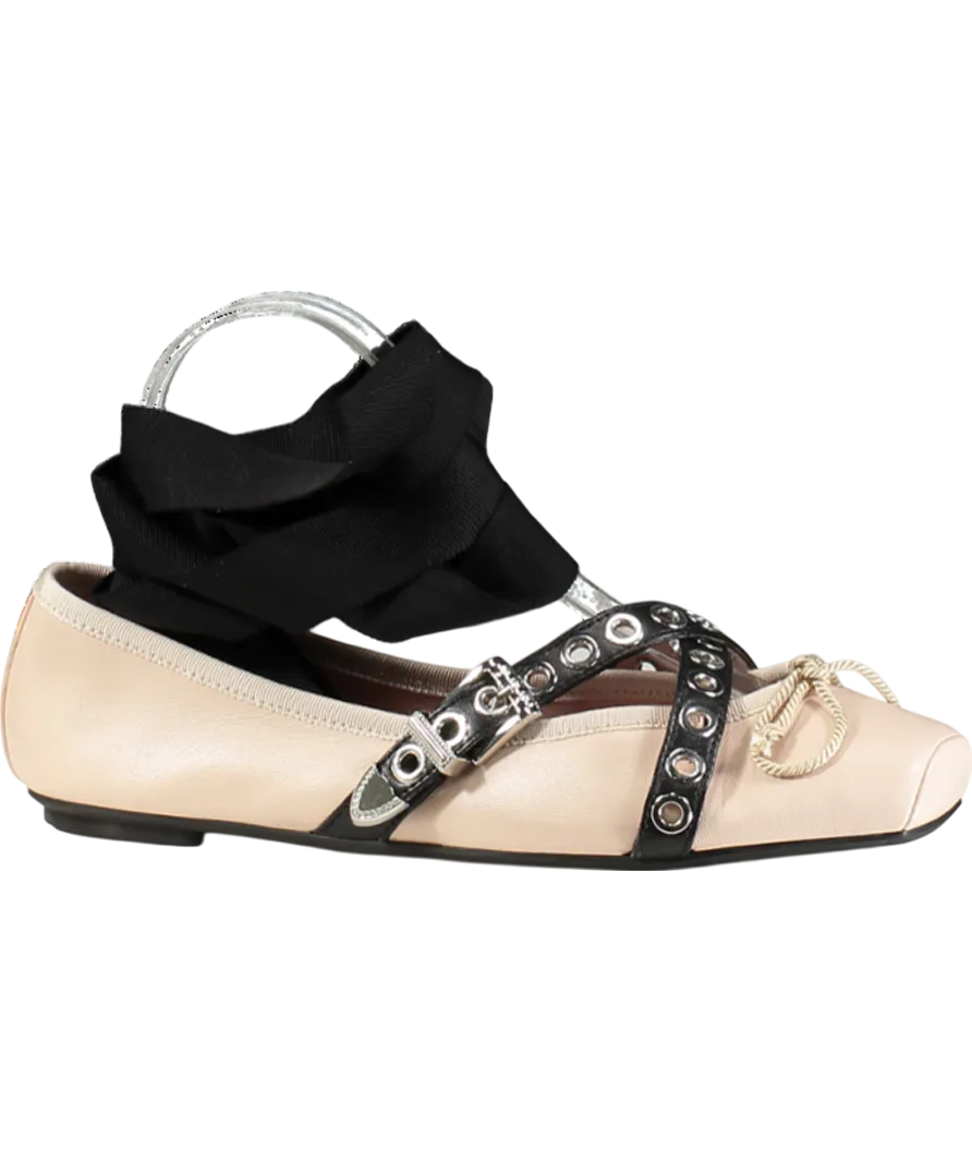 PRETTY BALLERINAS Pink Kristen Lace Up Sacchetto Style Ballerina UK 4 EU 37 