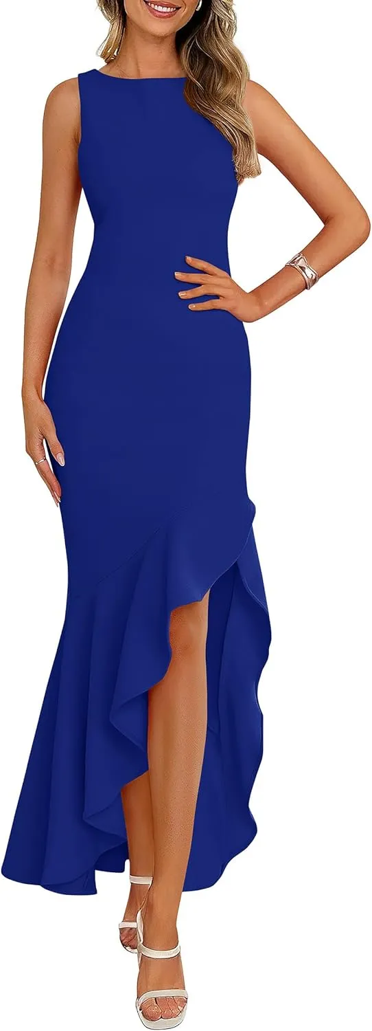PRETTYGARDEN Wedding Guest Dresses for Women 2025 Summer Formal Gala Maxi Dress Ruffle Mermaid Cocktail Long Dresses