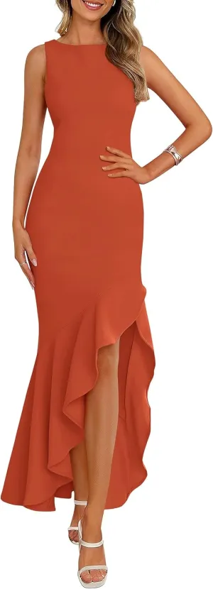 PRETTYGARDEN Wedding Guest Dresses for Women 2025 Summer Formal Gala Maxi Dress Ruffle Mermaid Cocktail Long Dresses