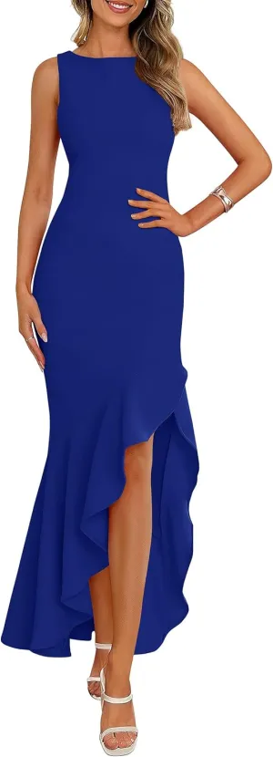 PRETTYGARDEN Wedding Guest Dresses for Women 2025 Summer Formal Gala Maxi Dress Ruffle Mermaid Cocktail Long Dresses