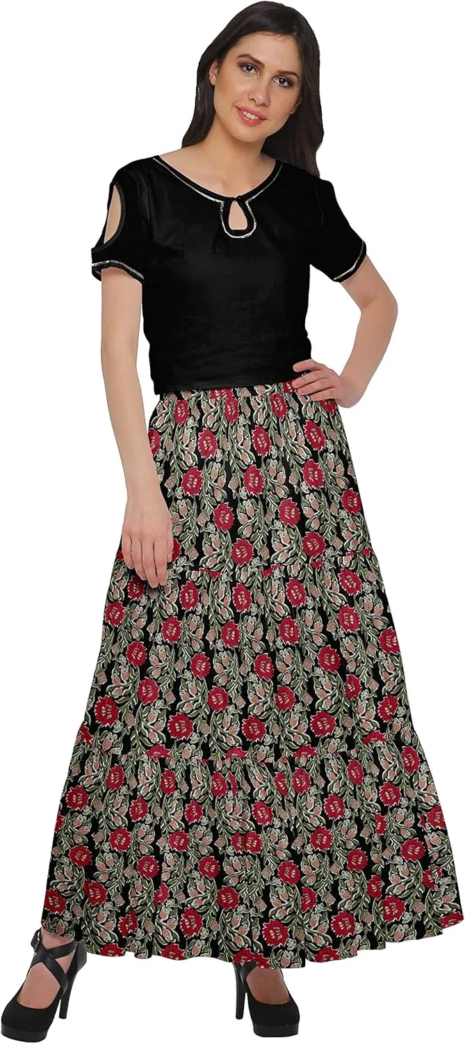 Printed Women Skirts Flared Wrap Style Skirt for Girls Casual Clothing