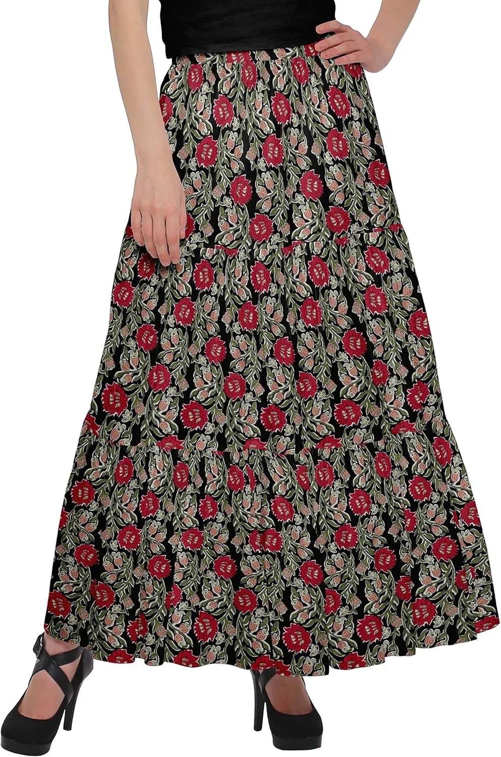 Printed Women Skirts Flared Wrap Style Skirt for Girls Casual Clothing